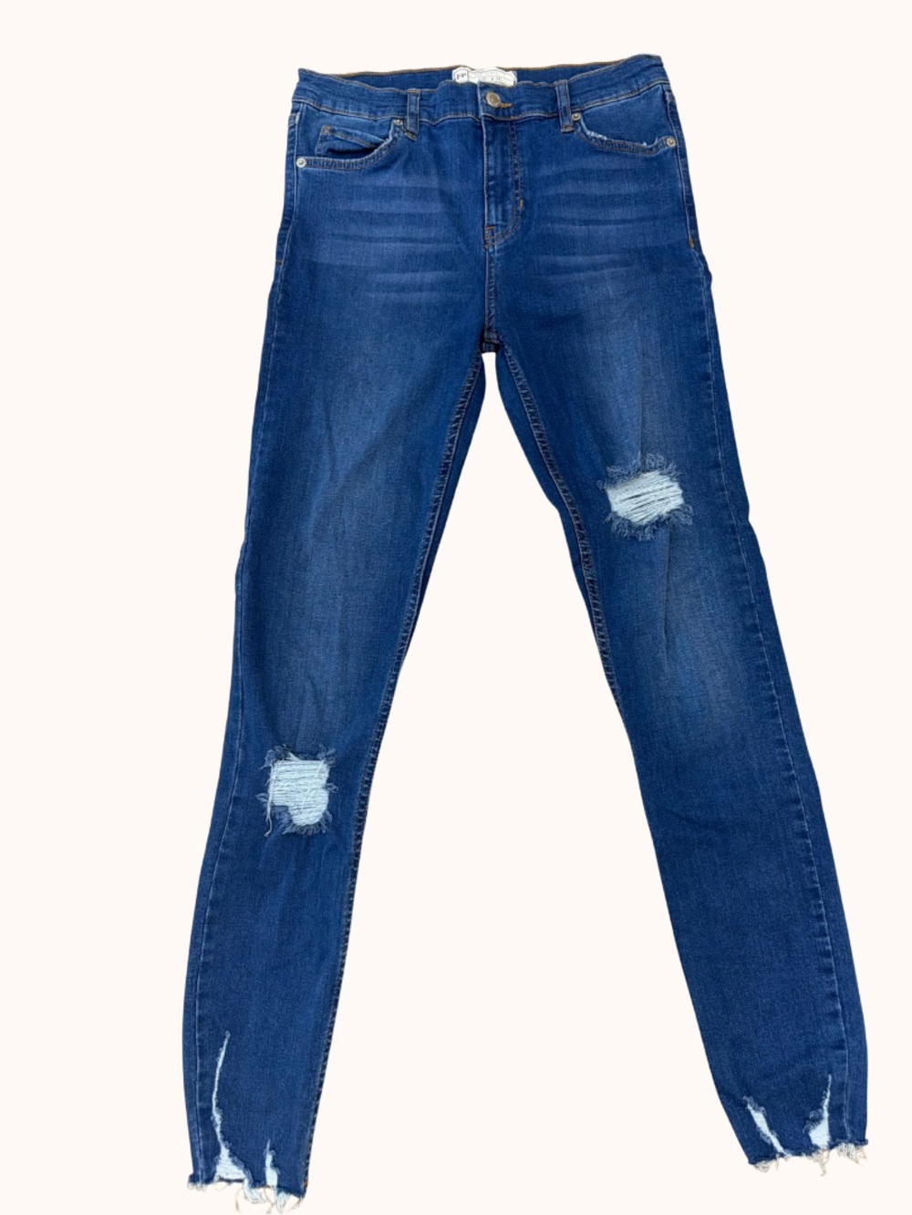 Free People Midwash Blue Distressed Skinny Jeans